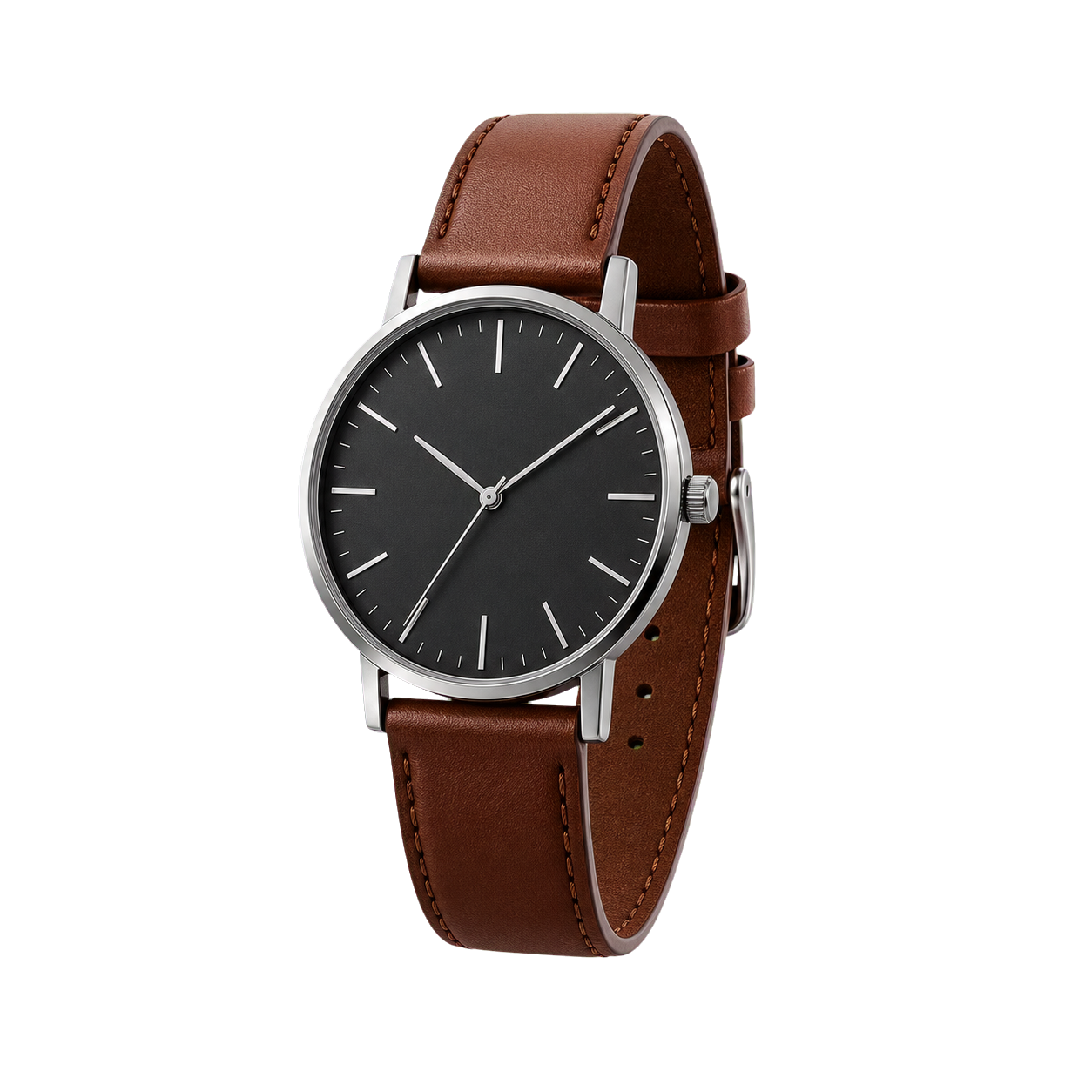 Leather watch moving into the outfit