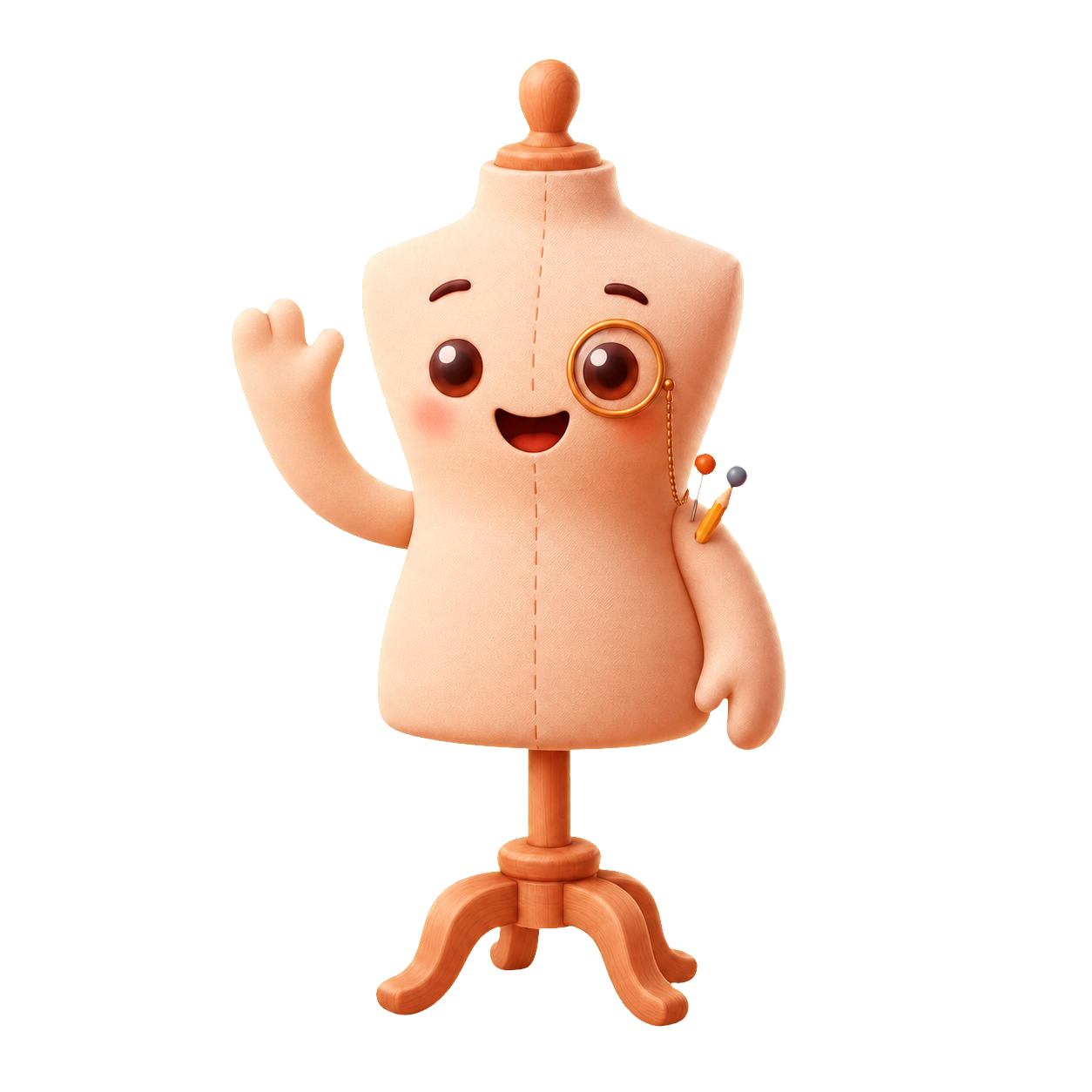 Stitchy mascot waving